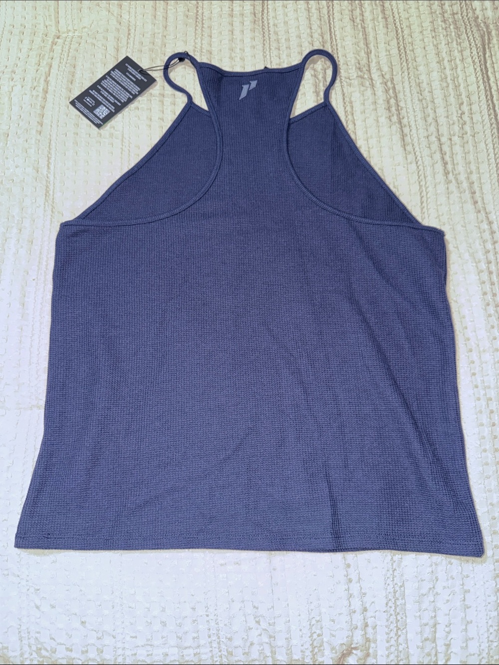 Navy Ribbed Halter Tank Top - Picture 4 of 5